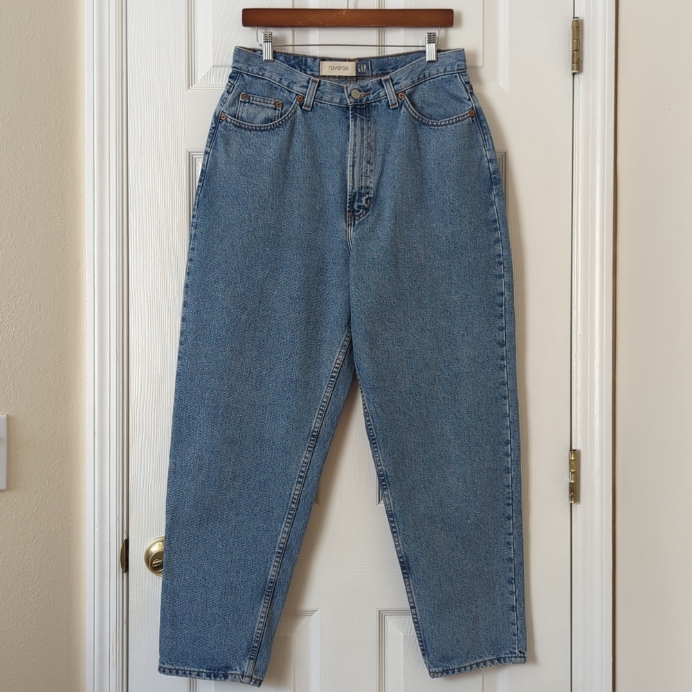 Gap Y2K Vintage Medium Wash High Waisted Reverse Fit Ankle Length Mom Jeans 12 - Picture 1 of 13